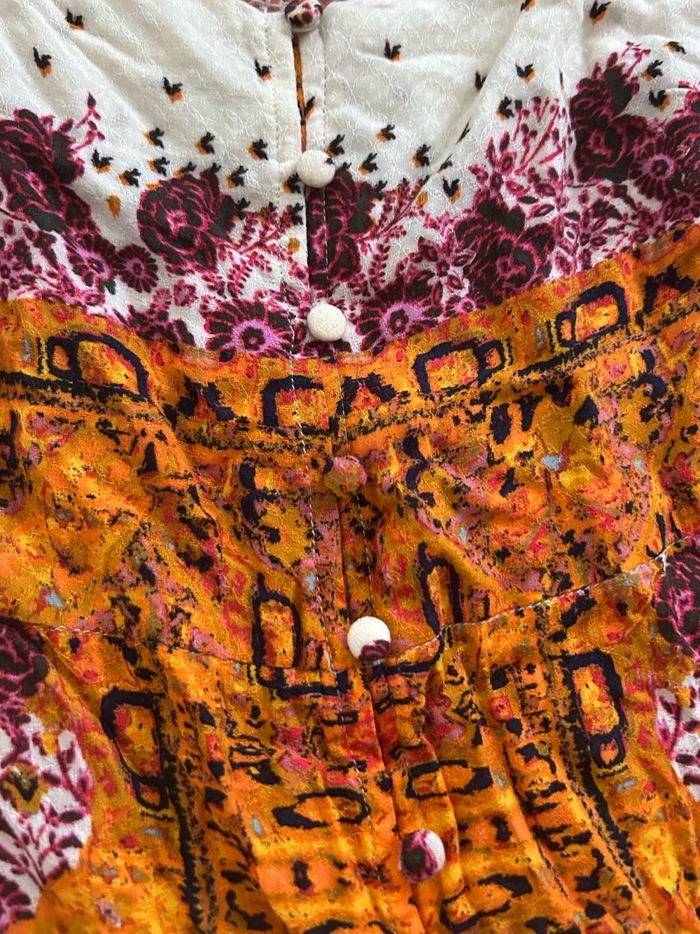 Free People Morning Song Crepe Maxi Dress Ivory Multi Size XS NWOT - Picture 4 of 9
